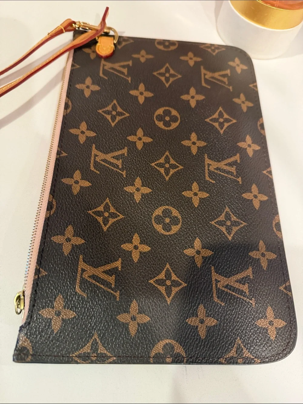 Louis Vuitton Monogram Canvas Wristlet Pouch - Dark Brown & Tan - Picture 6 of 8